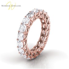 2.5ctw Cushion Diamond Trellis Set Eternity Band 14K Rose Gold G-H/VS2 