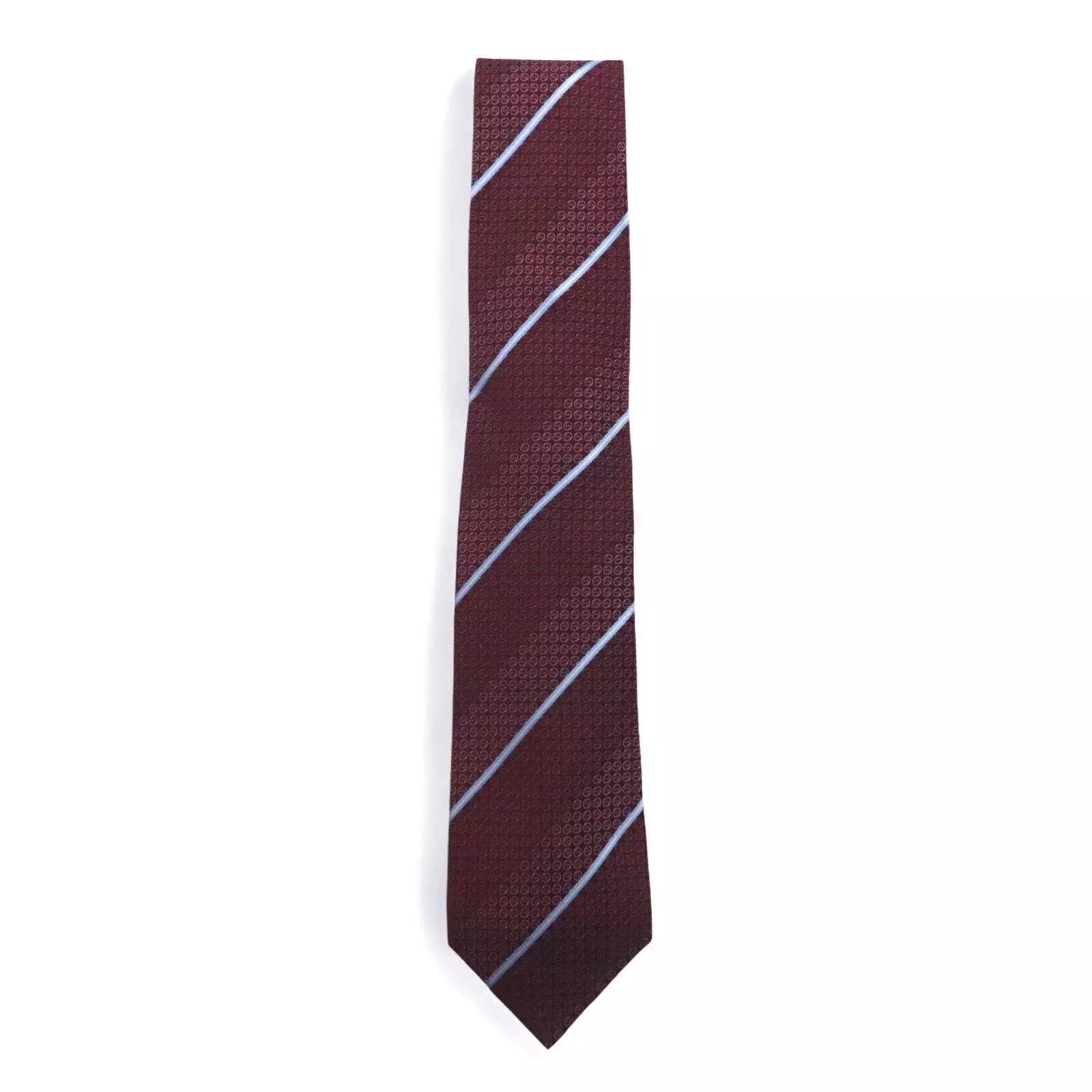 Cravate GUCCI Made Italie bordeaux régimentaire rayé soie logo GG étiquette actuelle