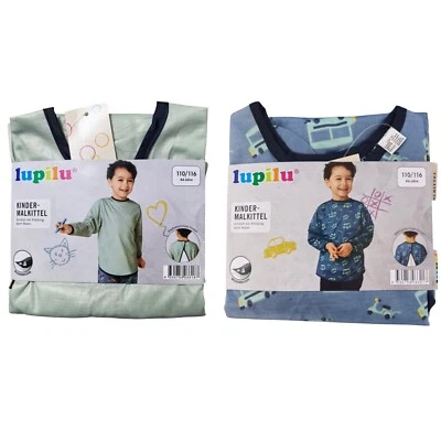 LUPILU Malschürze Malkittel Kinder Schul Kunstunterricht mit Klettverschluss 110 - 128