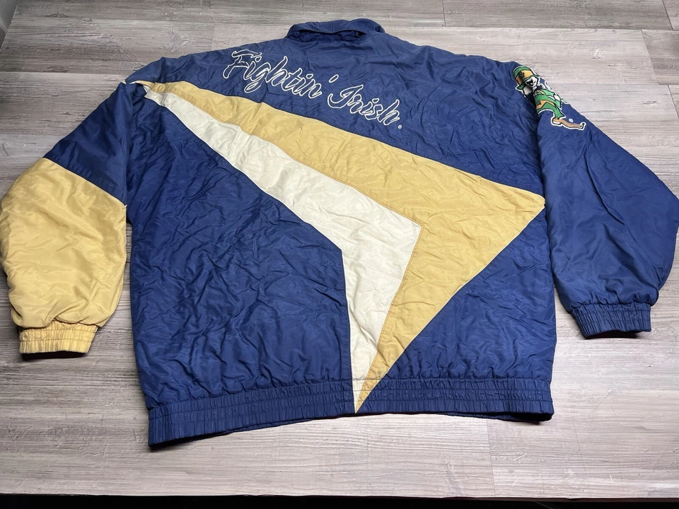 Abrigo Chaqueta Puffer Vintage Notre Dame Lucha Irlandés Nutmeg Mills Cremallera Completa Talla XL Foto 2 de 4