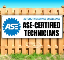 ASE CERTIFIED TECHNICIANS Advertising Vinyl Banner Flag Sign Many Sizes MECHANIC