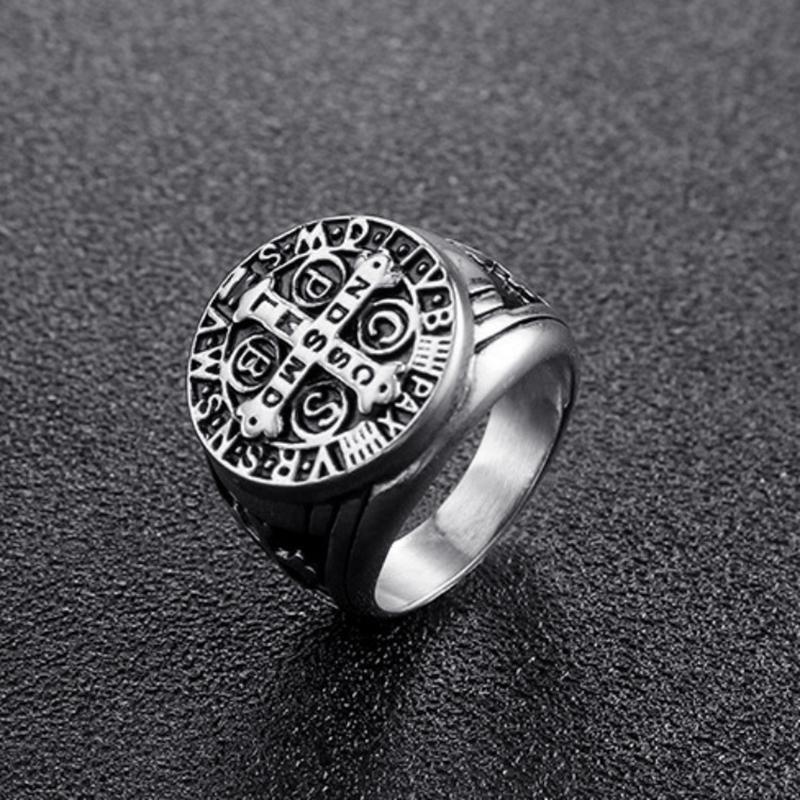 Anillo de San Benito en plata de ley 925, Medalla de Exorcismo Católico - México Anillo de San Benito en plata de ley 925, Medalla de Exorcismo Católico - México