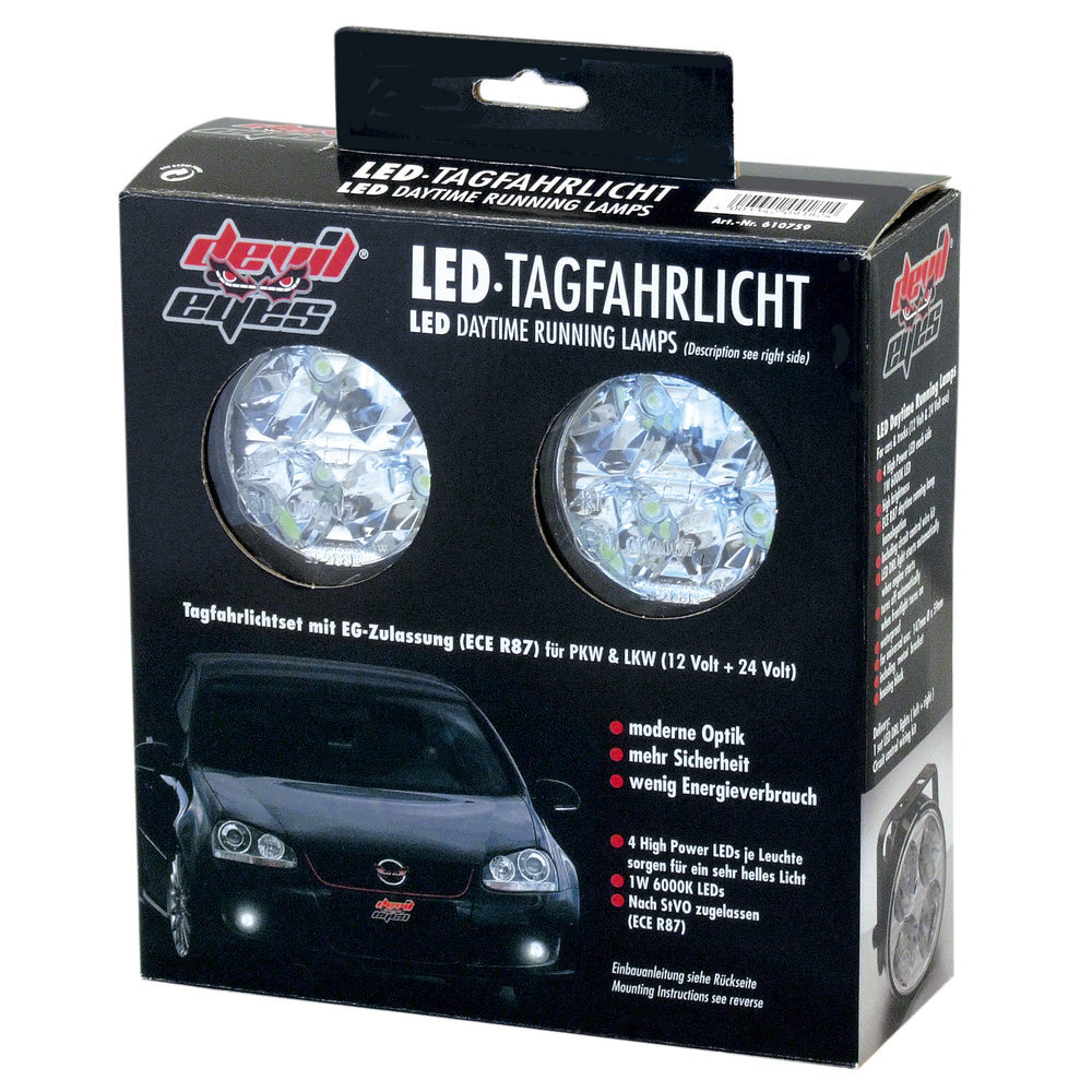 LED Tagfahrlicht rund 70mm R87 EPrüfzeichen universal Tagfahrleuchten