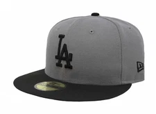 New Era 59Fifty Men Women Cap MLB Los Angeles Dodgers Gray Black Fitted Hat