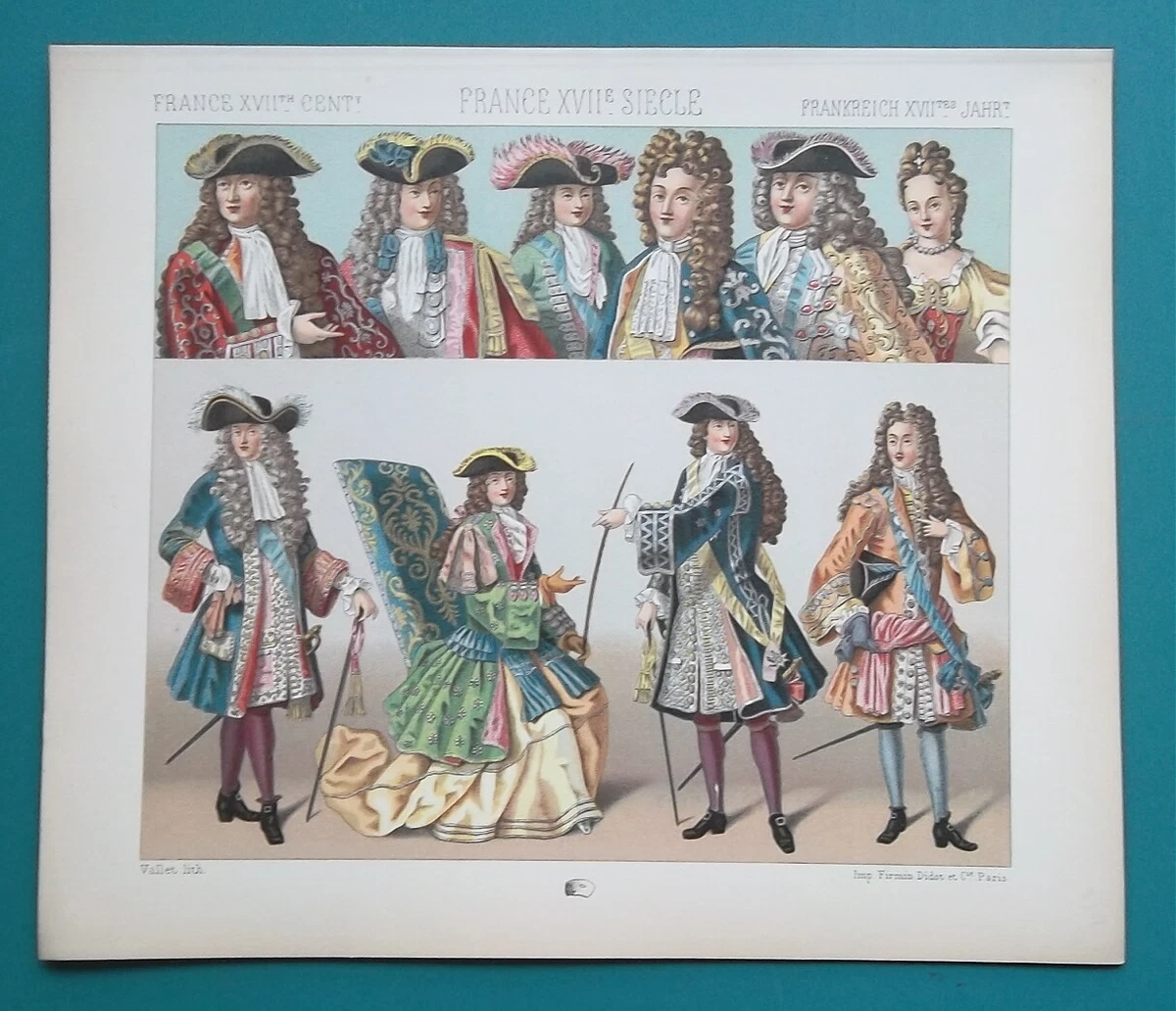 FRENCH ROYALTY Costume Louis XIV Dauphin Savoy Princess - COLOR Print A.  Racinet