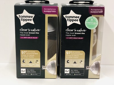2 Pack Tommee Tippee Closer to Nature Bottle Unisex 9 oz 522500 Slow Flow