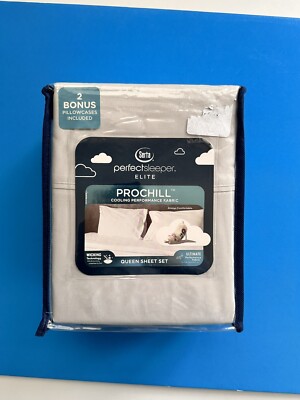 SERTA ELITE PROCHILL GRAY SHEET SET QUEEN COOLING PERFORMANCE WICKING SOFT  