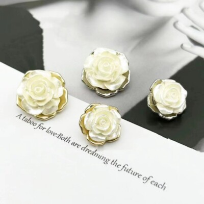 20pcs Camellia Metal Buttons DIY Jacket Coat Suit Cardigan Sew Button Accessory