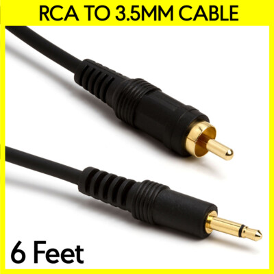3.5mm to RCA Cable 6 FT 1/8'' Male to RCA Male Cord Adapter Converter Mono Audio