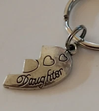 Daughter Half Heart Silvertone Charm Keyring Accessory