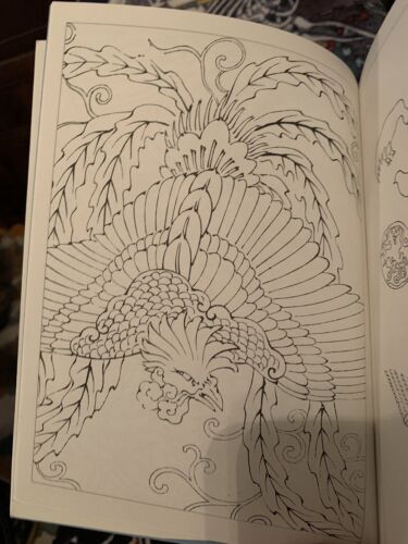 Japanese Bird Kimono Pattern Outline Book Tattoo Art Reference Crane Phoenix - Afbeelding 1 van 12