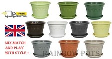  Plastic Plant Pots Decor Flower Pots  Planter with Saucer 10 Colours