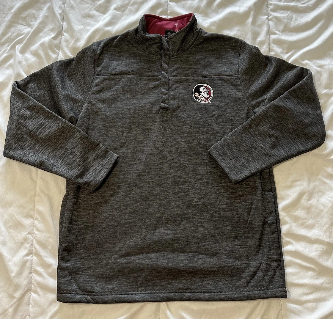 Colosseum Fleece Jacket NCAA Florida State Seminole Large Gray Button Up - NWT