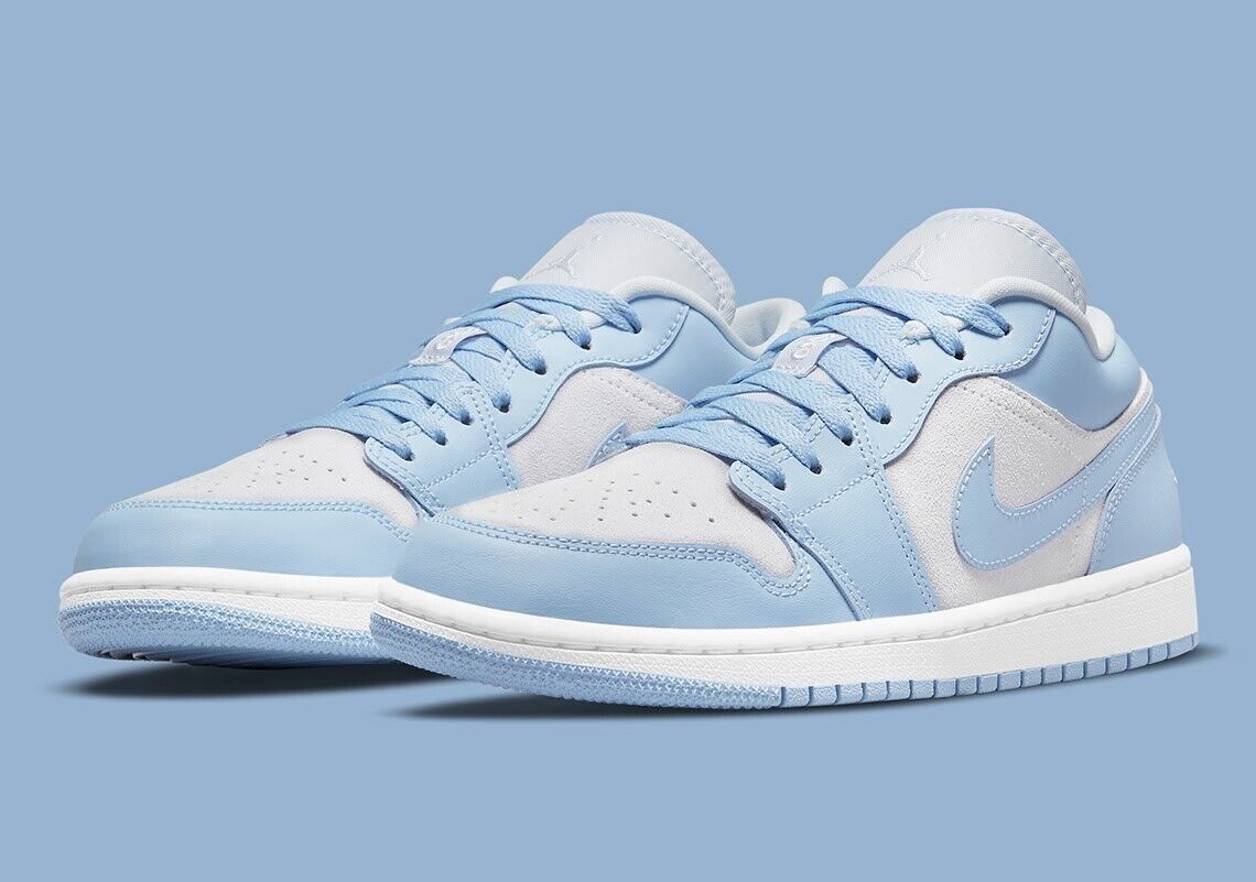 Nike Air Jordan 1 Low Grey White Aluminum Blue UNC Shoes DC0774-050 Womens  Sizes