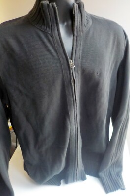 Aigle Sweater 2XL Full Zip Jacket Ribbed Collar and Back, Honeycomb Front Gray
