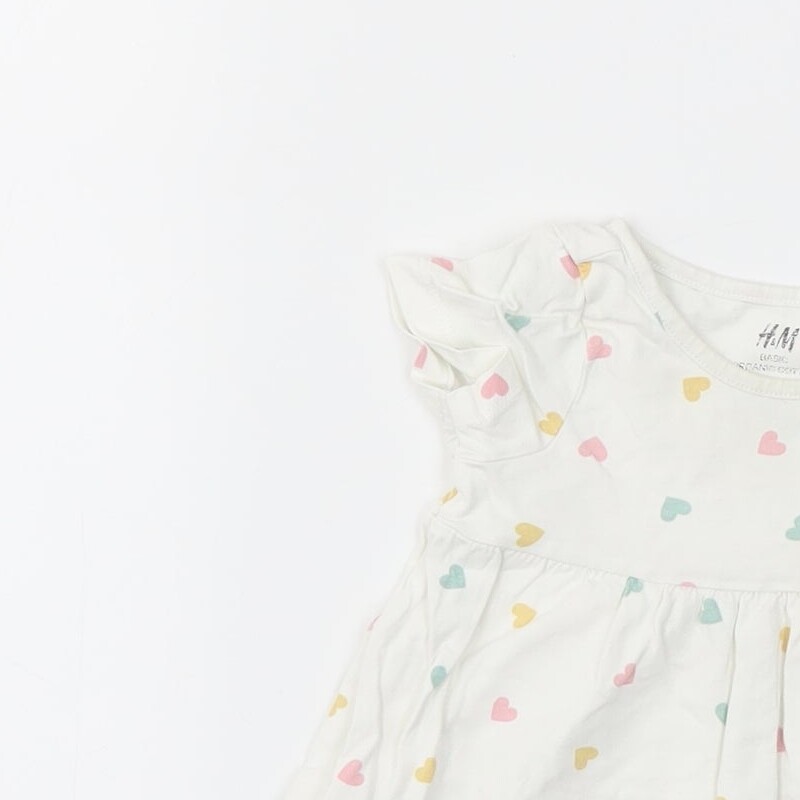 H&M Girls Multicoloured Geometric 100percent Cotton Basic T-Shirt Size 3-6 Months Crew image 8