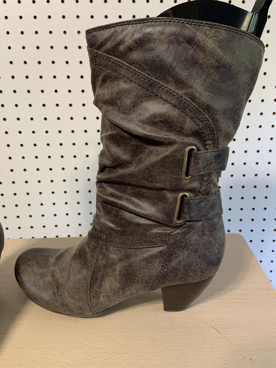 Womens Bare Traps mid-calf boots size 8M Rissa distressed brown