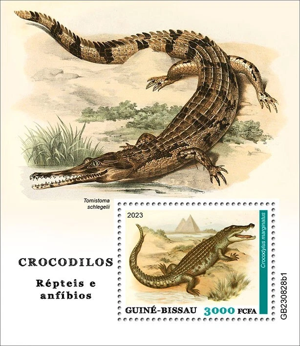 Reptiles and Amphibians Crocodiles MNH Stamps 2023 Guinea-Bissau S/S - Image 1 of 1