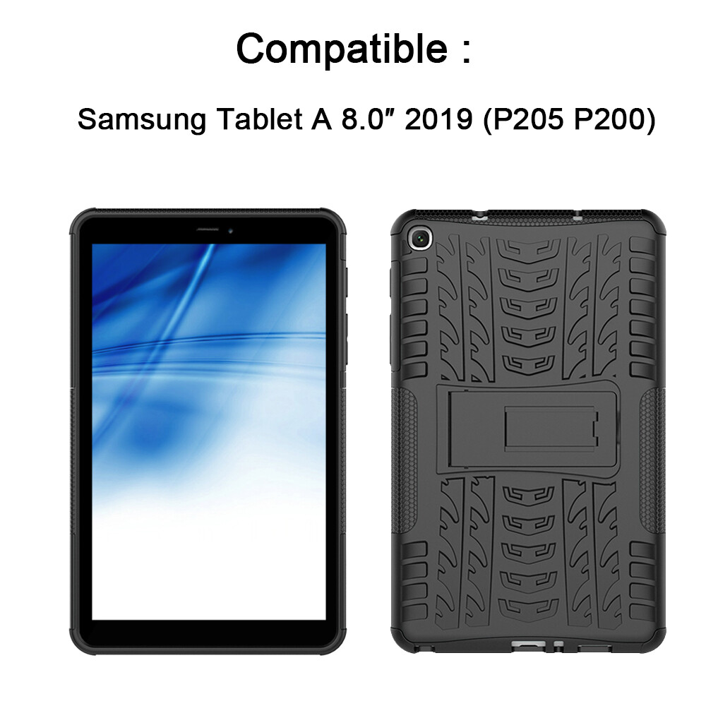 For Samsung Tab A 8.0" P200 P205 Case Hybrid Rugged Hard Back Cover Kickstand