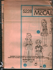 5228 Vintage McCalls SEWING Pattern Girls 1970s Jumpsuit Jumper Shirt Hat UNCUT