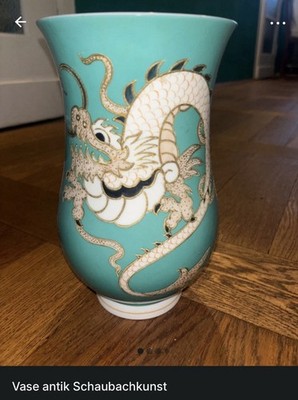   Vintage Porzellanvase Schaubach-Kunst   handgemalt   Drachenmotiv