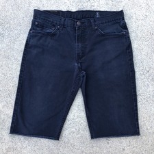 Levi's 511 Black Cut Off Shorts Mens Size 32 x 11 Jorts Raw Hem Cotton Blend