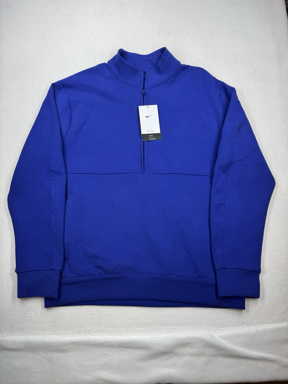 Nike Men's 24.7 ImpossiblySoft Dri-FIT 1/2 Zip Sweatshirt Blue Large HQ6953 NWT