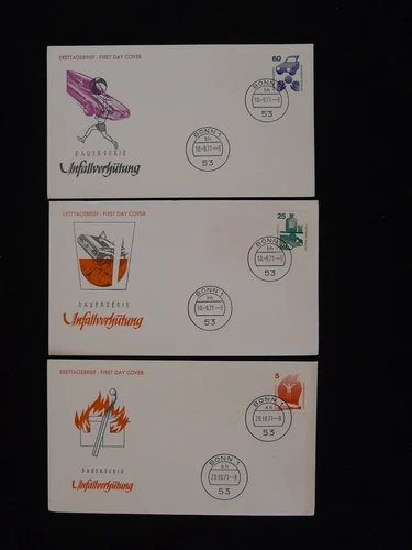 campaign against accidents set of 3 FDC Germany 1971