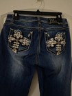 Cello Rhinestone Jeans Size 9/30 Fringe Pockets Slim Leg — photo 4
