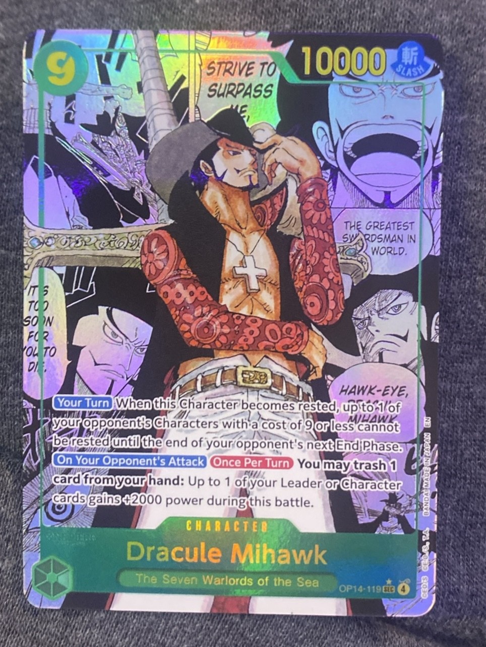 Dracule Mihawk (Manga) OP14-119 The Azure Sea's Seven Foil MINT