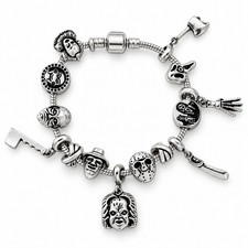 Horror Charm Silver Tone Bracelet Chucky Jason Freddy Scream Saw Halloween