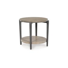 Dyonton Industrial End Table with Lower Shelf, Light Brown & Gray