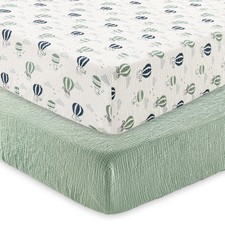 Muslin Crib Sheets for Boys Girls, 2 Pack 100 Cotton Soft Breathable Fitted ...