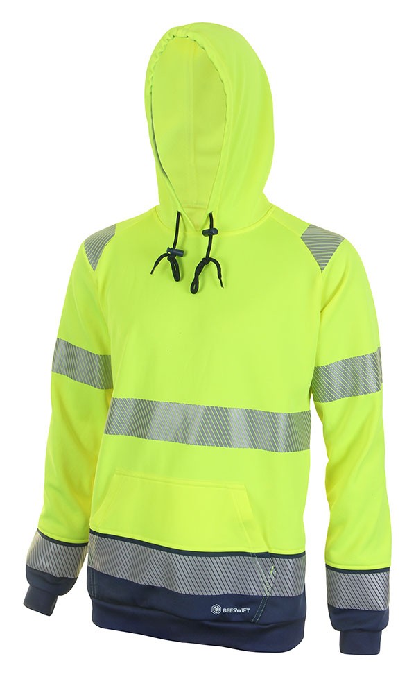 Beeswift Deltic Hi-Vis Two-Tone Hoodie Saturn Yellow / Navy Size XXL
