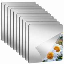 10 Pack Acrylic Mirror Tiles, 11.8" x 11.8" Stick 11.8" x 11.8"-10Pcs Square