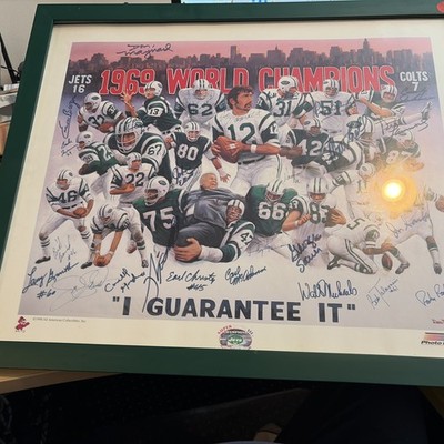 1969 New York Jets Team Signed World Championship Print 27 SIGS
