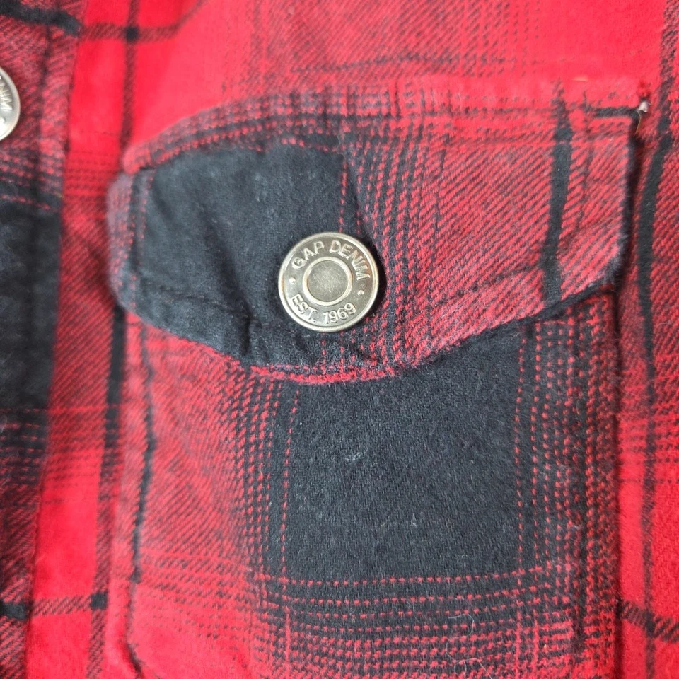 Chaqueta a Cuadros Vintage Gap Niños Roja Negra Búfalo Talla Pequeña 6-7 Abrigo de Invierno Años 90 Y2k Foto 2 de 4