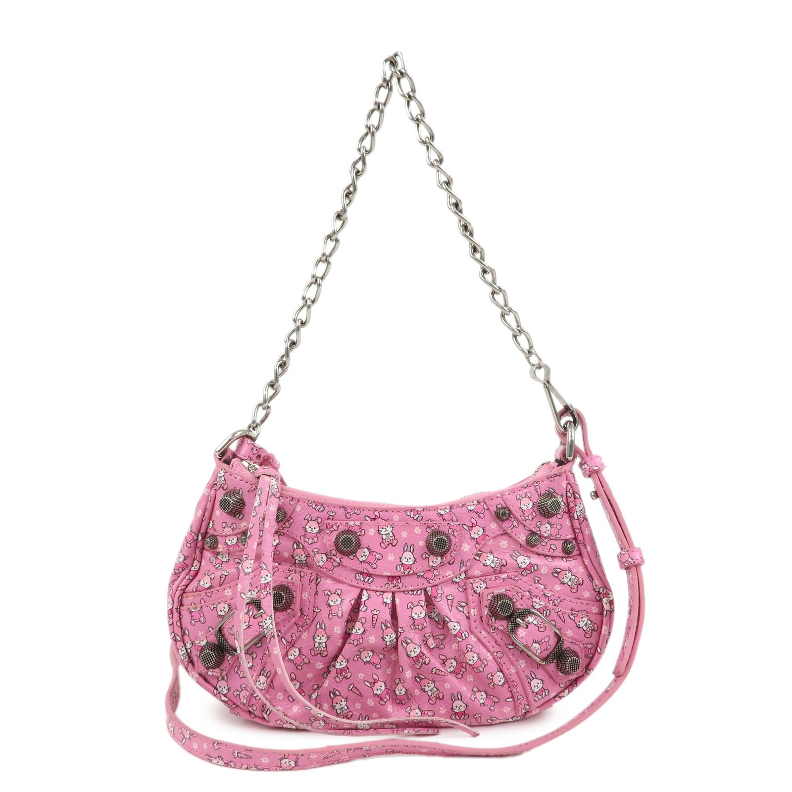 BALENCIAGA Le Cagole Mini Rabbit Pattern Leather Shoulder Bag 695814 Used F/S