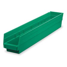 Akro-Mils 30124Green Shelf Storage Bin, Plastic, Green, 4 In H, 4 1/8 In W, 23