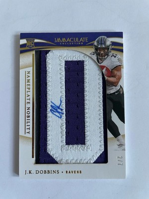 J.K. Dobbins 2020 Panini Immaculate Nameplate Nobility RPA /7 Ravens Rookie  