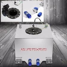 Polish Aluminum 8 Gallon/30.5L Gas Fuel Cell Tank/Black Cap Door+Level Sender