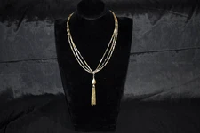 Vintage KRAMER Gold Tone Chain TASSEL Necklace UNSIGNED B1