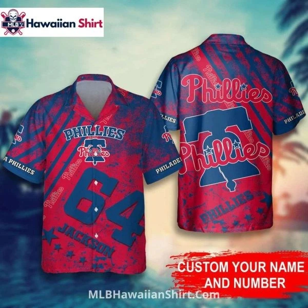 Personalized Red Blue Grunge Phillies Hawaiian Shirt