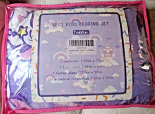 Purple Unicorn Castle Rainbows Toddler Bedding Set - 4 Pieces - New Sealed Set