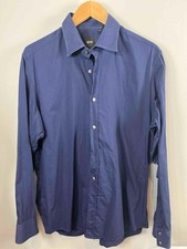 HUGO BOSS Solid Navy Blue Stripes 100 Cotton Men's Shirt