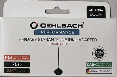 OEHLBACH 17207 Radio Rod FM DAB+ UKW Radio Zimmerantenne passiv, 1,5 m Kabel