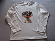 Kinder Pullover Shirt Langarm  Tierkopf (Erdmännchen) Größe S unisex