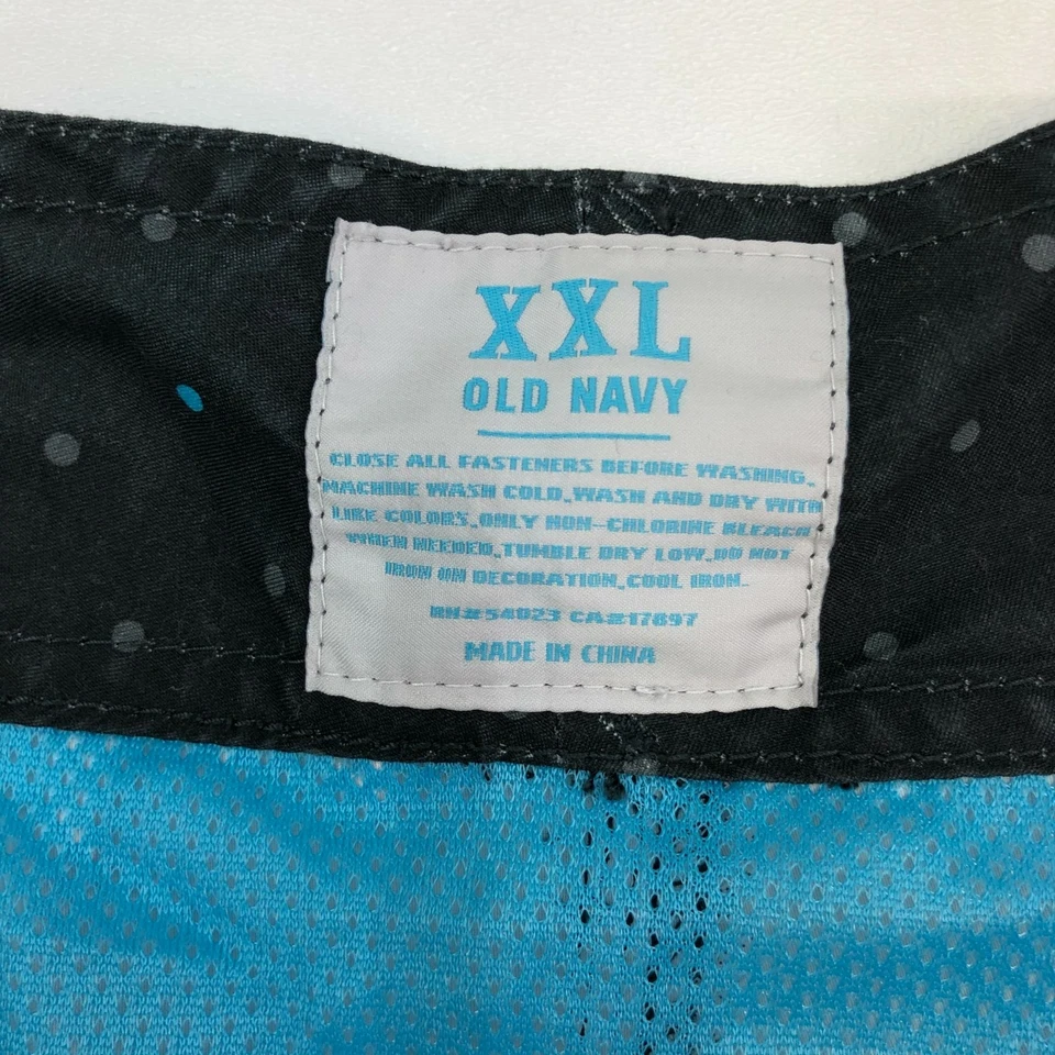 Old Navy Swim Trunks Mens 2XL XXL Dark Gray Drawstring Tie Polka Dots Mesh Lined - Image 2 of 4