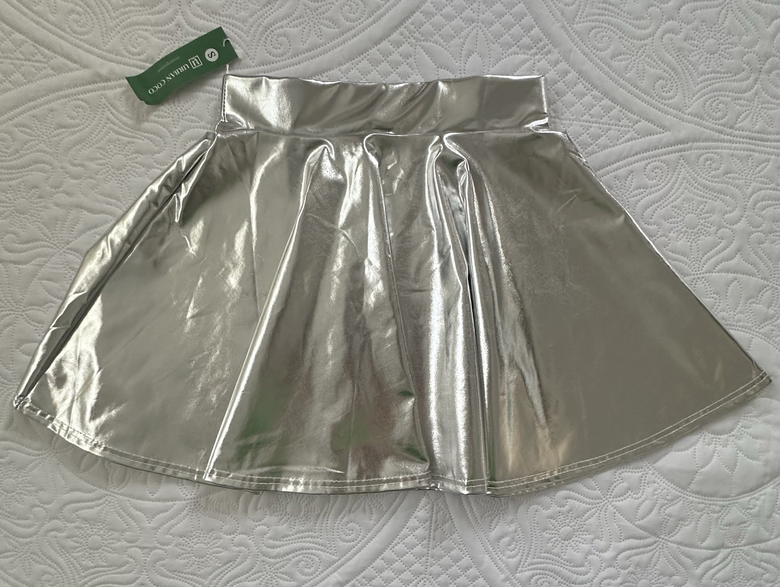 Urban Coco Women's Silver Skater Skirt Short Skirt Flowy Size Small NWT image 5