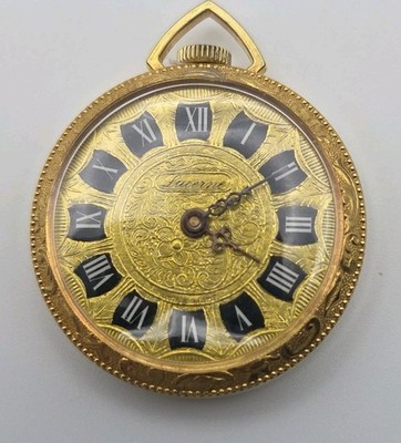 Lucerne 34mm Roman Numerals Swiss Made 1 Jewel Wind Up Pendant or Pocket Watch 